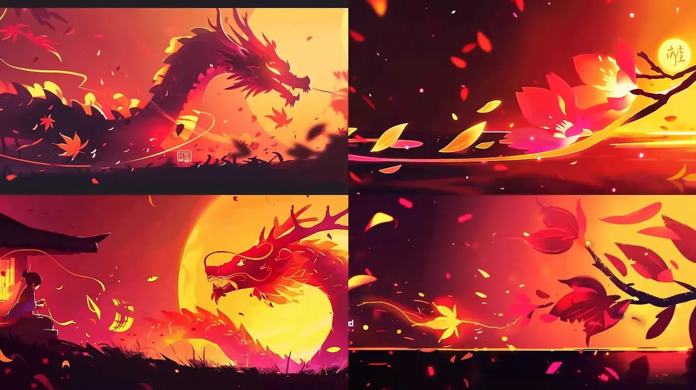 Dynamic and Ethereal Fusion of Mythological Elements and Nature - Midjourney sref style