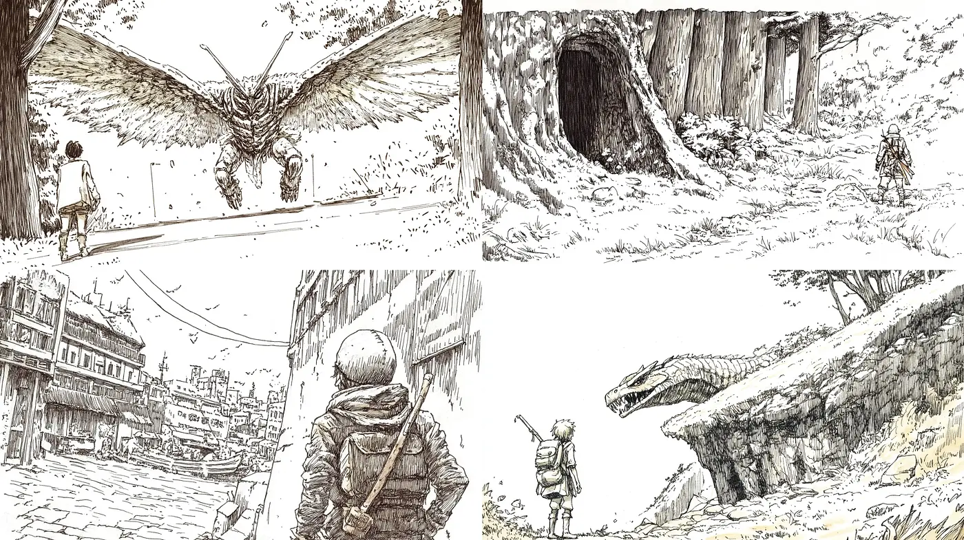 Ethereal Monochromatic Storybook Illustrations - Midjourney sref style