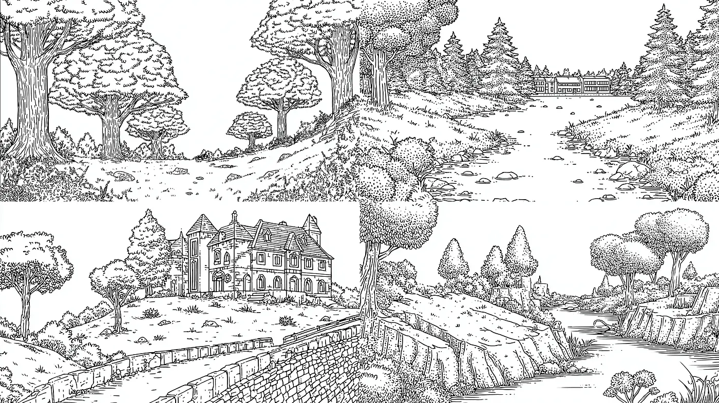 Intricate Ink Drawings with a Whimsical Touch Inspired by Classic Storybook Illustrations - Midjourney sref style