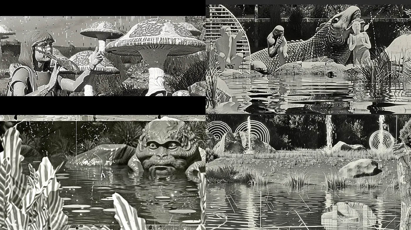 Monochromatic Textured Dreamscapes: A Contemporary Interpretation - Midjourney sref style