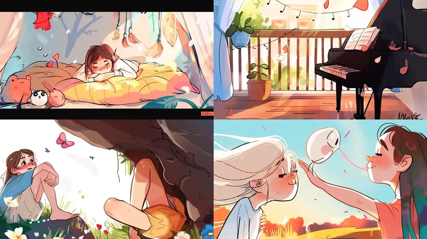 Warm and Lively Anime-Inspired Illustrations - Midjourney sref style