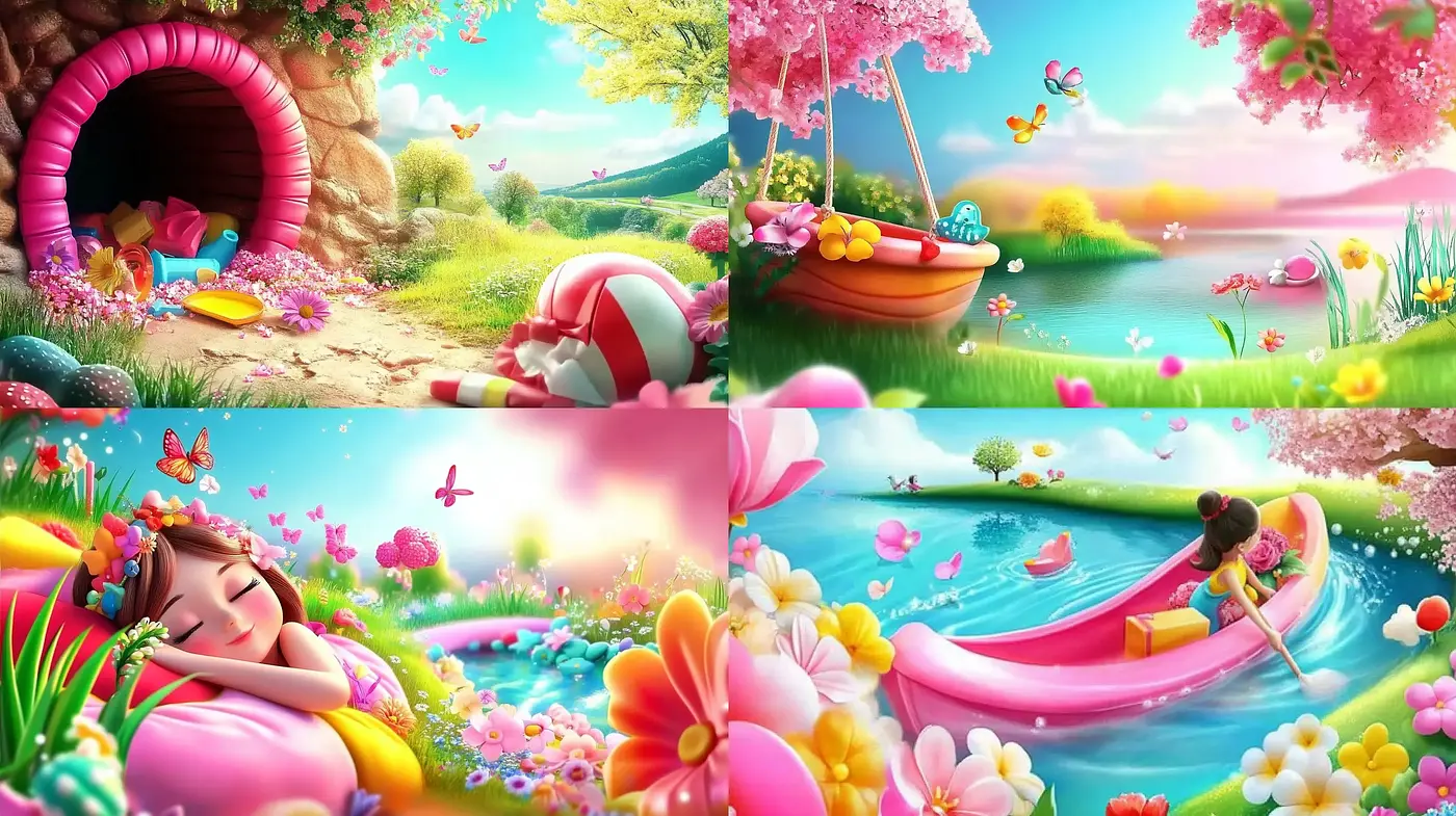 Surreal Garden Dreamscape with a Whimsical Color Symphony - Midjourney sref style