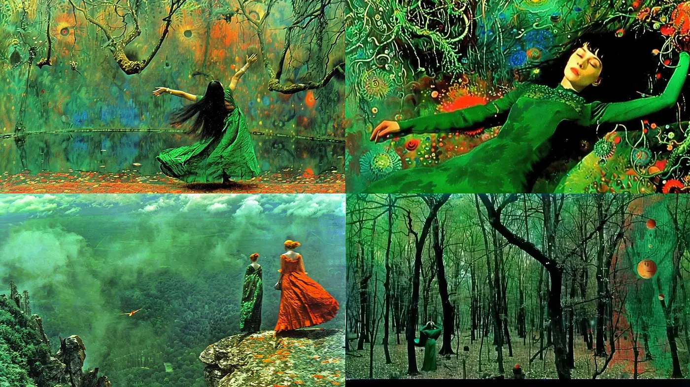 Enchanted Emerald Forest: A Whimsical Fusion of Nature and Fantasy - Midjourney sref style