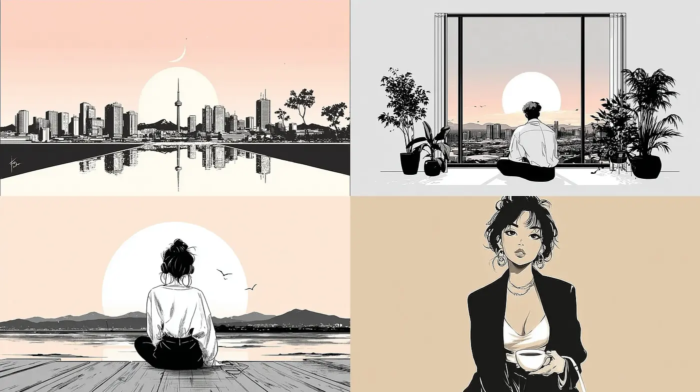 Contemporary Minimalist Aesthetics with a Retro Touch - Midjourney sref style