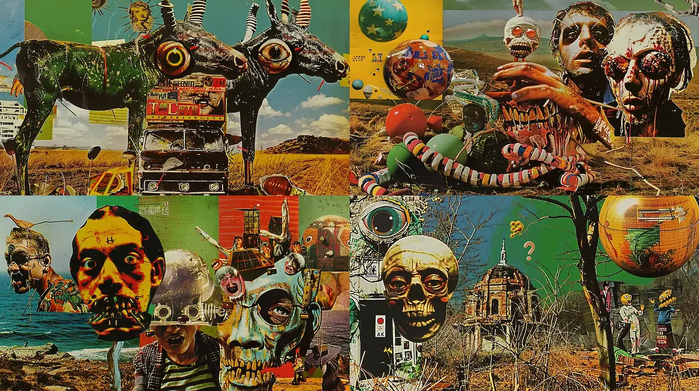 Surreal Collage of Textures and Imagery Inspired by Modern Art - Midjourney sref style