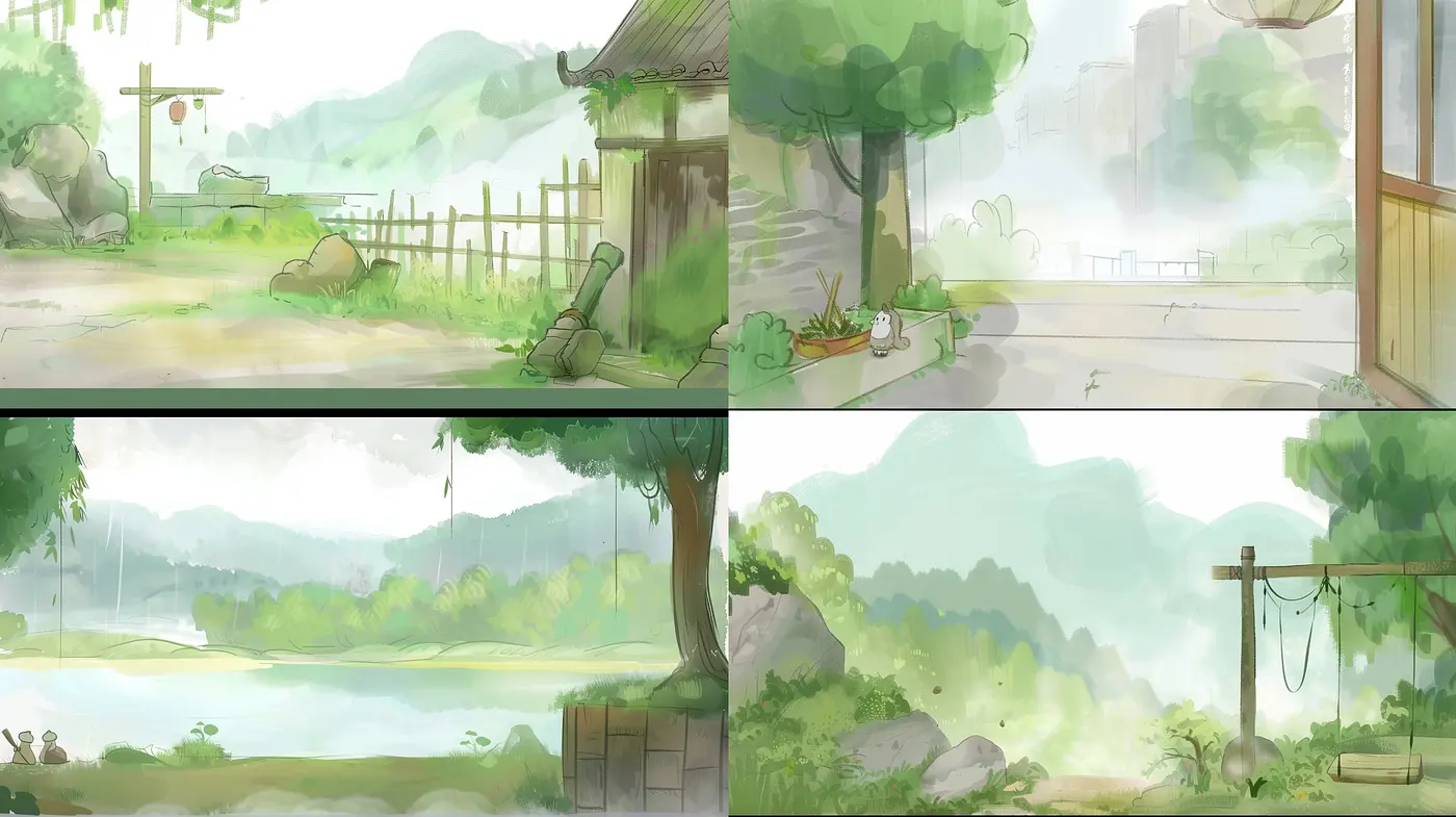 Ethereal Watercolor Countryside: Serenity Meets Pastoral Dreamscapes - Midjourney sref style