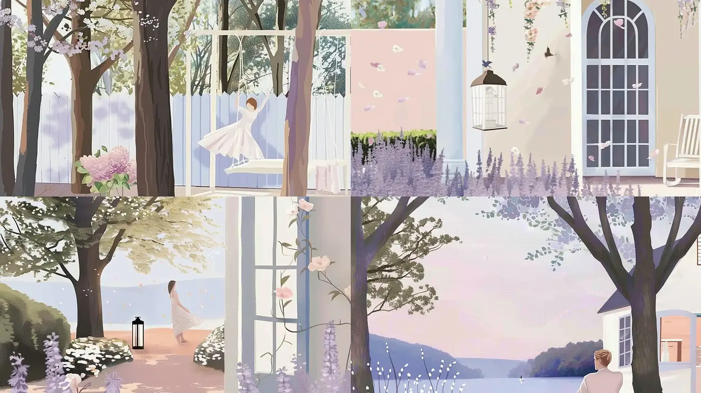 Serene Pastel Dreamscapes with a Touch of Elegance - Midjourney sref style