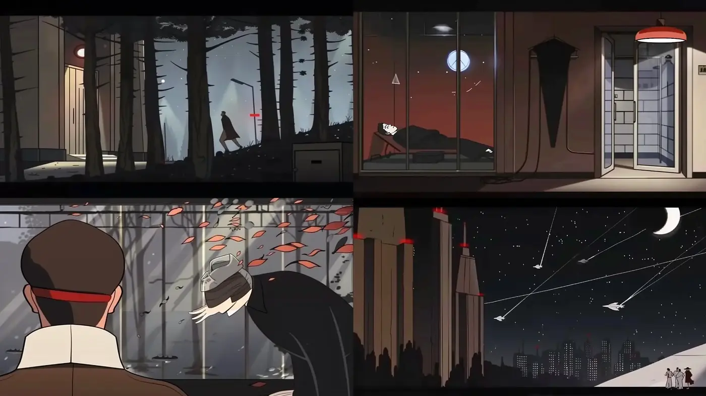 Noir-Inspired Cinematic Tableaus with a Modern Graphic Novel Aesthetic - Midjourney sref style
