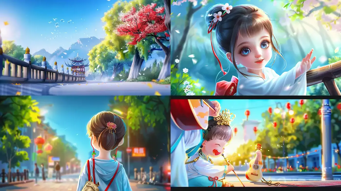 Cultural Harmony Through Vibrant and Dreamlike Illustrations - Midjourney sref style