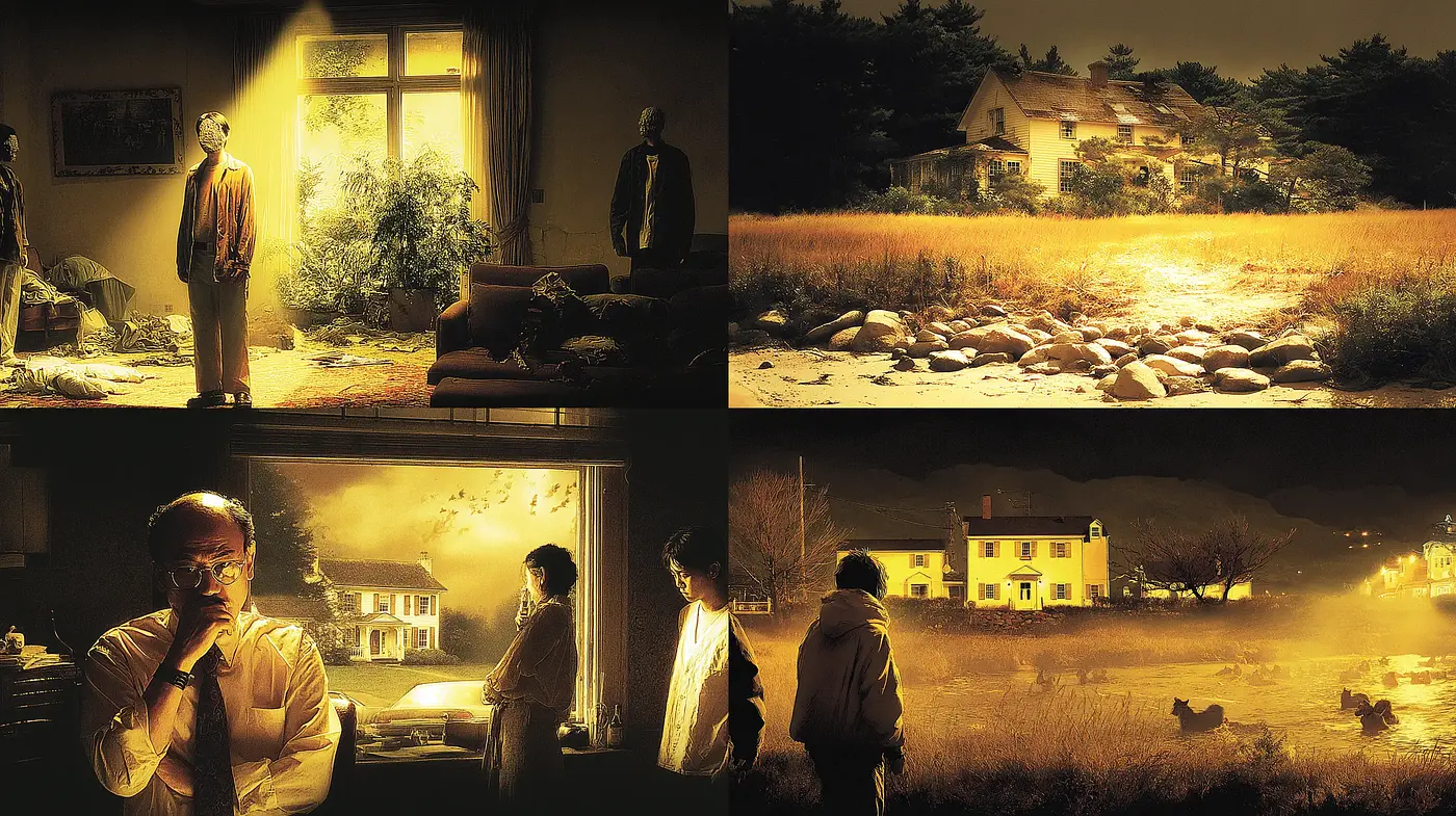 Cinematic, atmospheric narrative with a surreal twist - Midjourney sref style