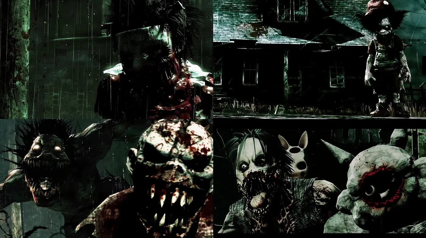 Gothic Horrorscape: A Darkly Textured, Grunge-Inspired Vision - Midjourney sref style