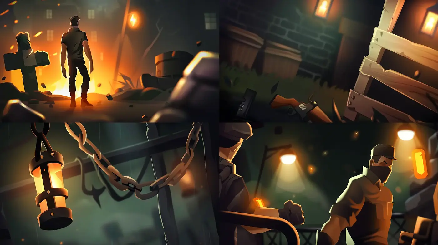 Mysterious Nocturnal Adventure in a Stylized Animated Reality - Midjourney sref style