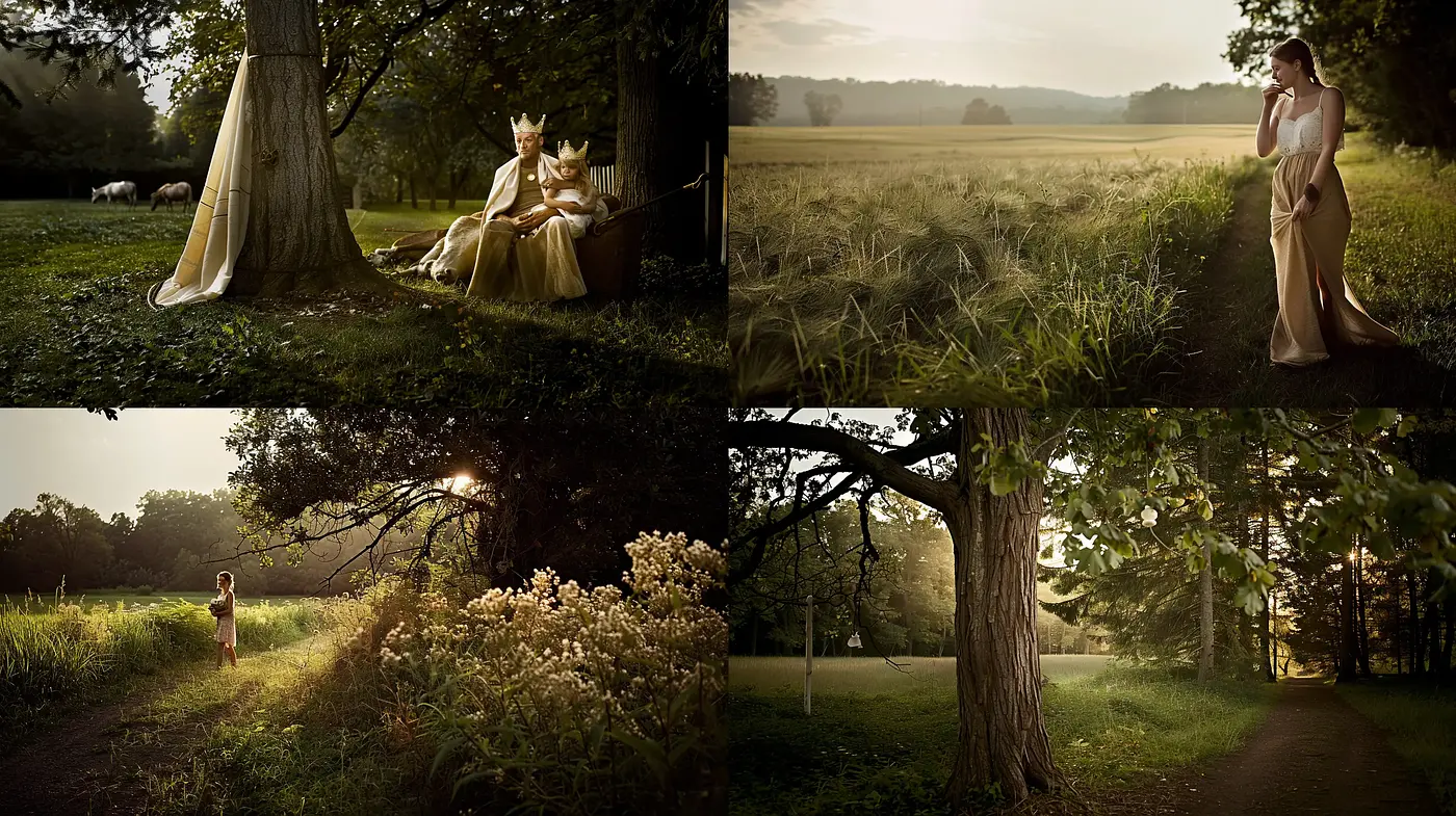 Idyllic Countryside Dreamscapes with Golden Hour Luminance - Midjourney sref style