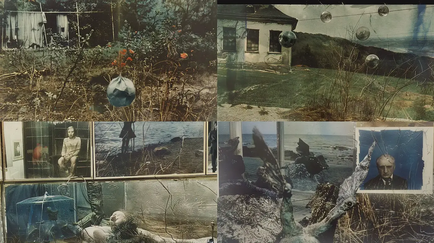 Surrealistic Vintage Imagery Blending Nature and Human Elements - Midjourney sref style