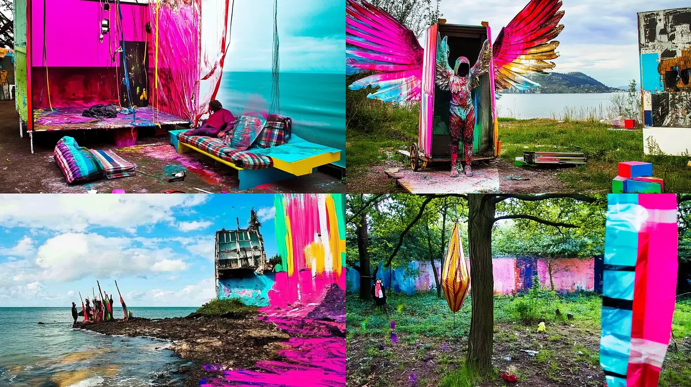 Psychedelic Fusion of Vivid Hues and Surrealism - Midjourney sref style