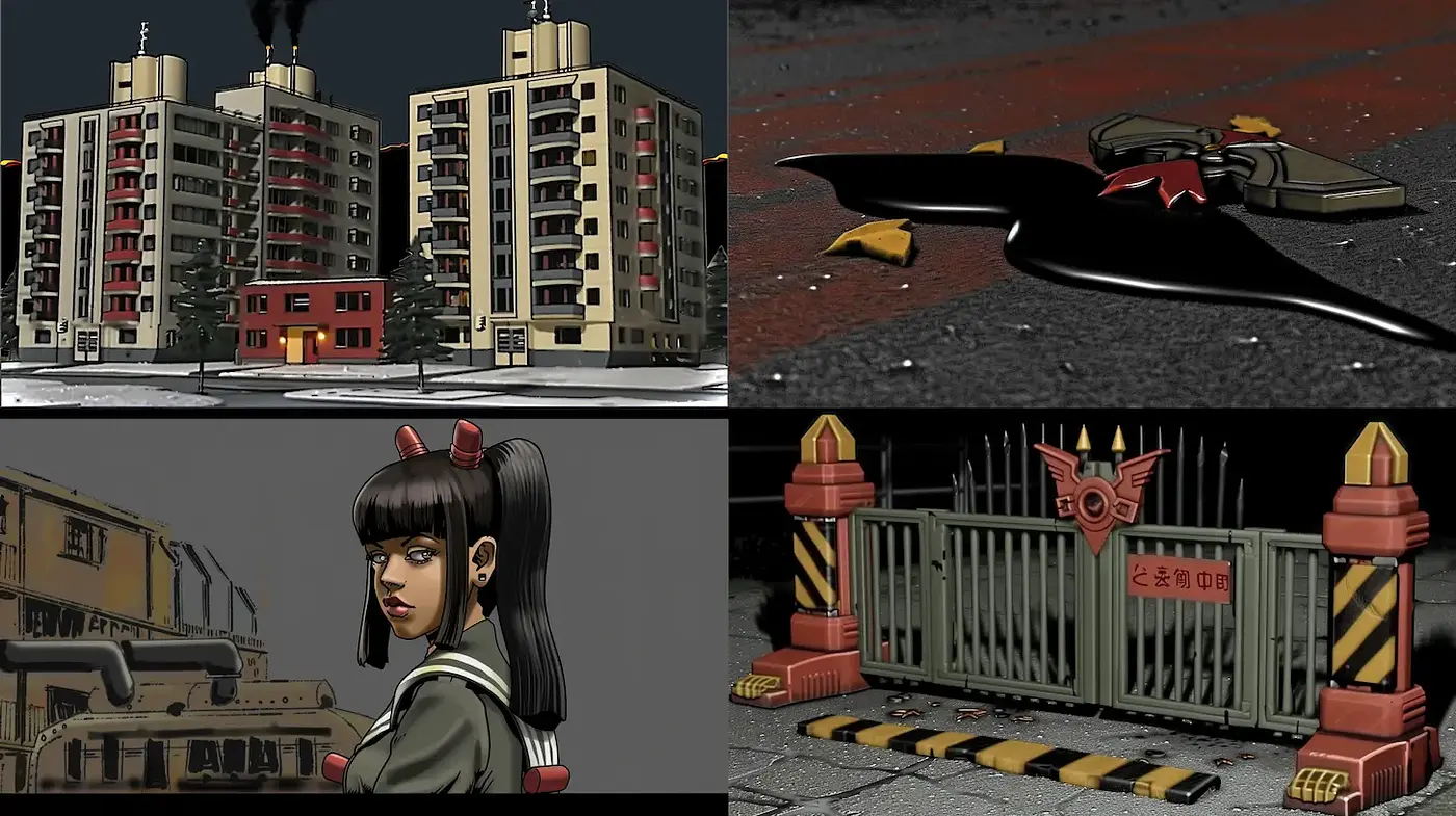 Urban dystopian art style reflecting a blend of comic and anime aesthetics - Midjourney sref style
