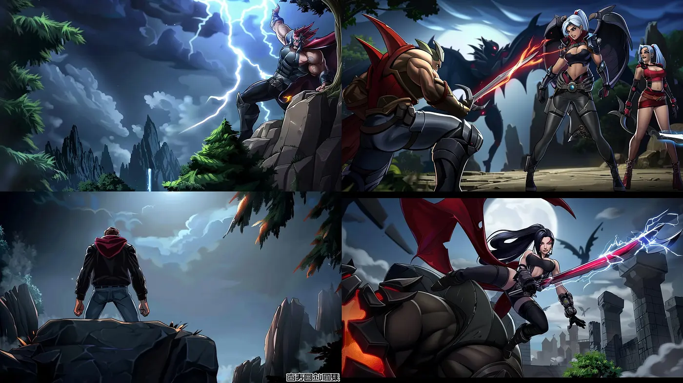 Epic Saga of Chromatic Fantasy: A Fusion of Digital Brushwork and Dynamic Character Design - Midjourney sref style