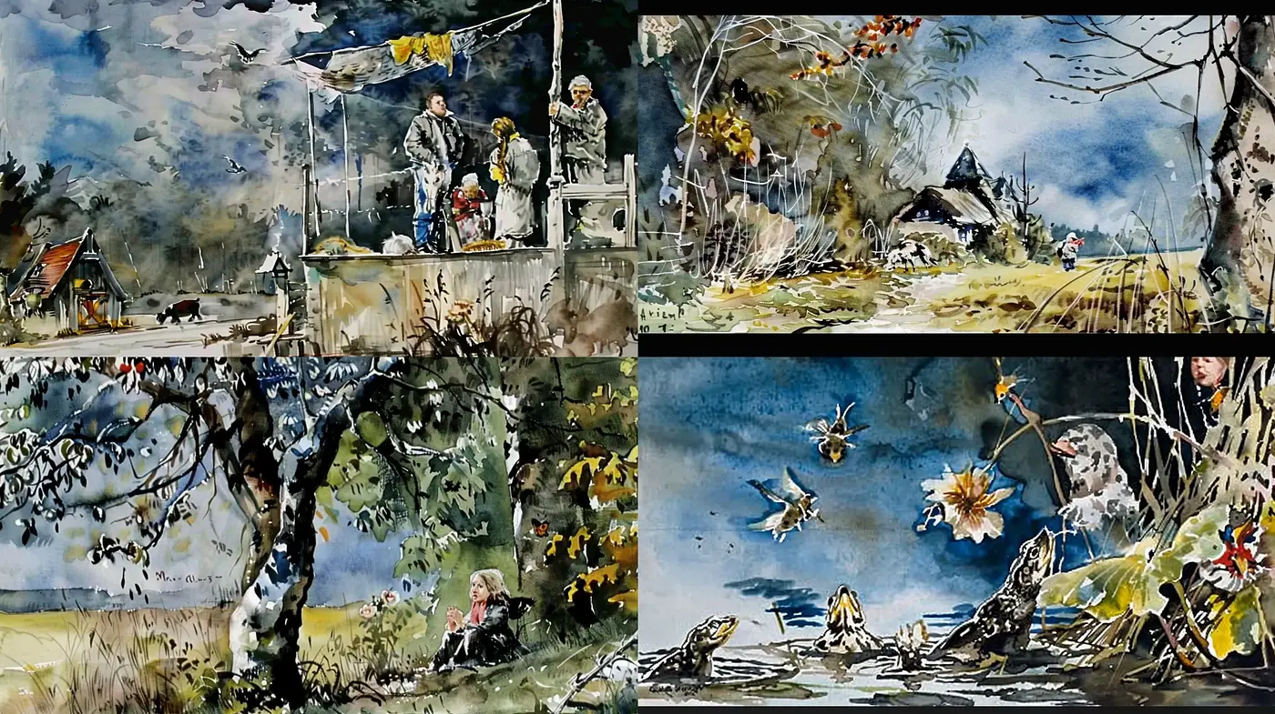 Ethereal Brushstrokes in a Hauntingly Rustic Landscape - Midjourney sref style