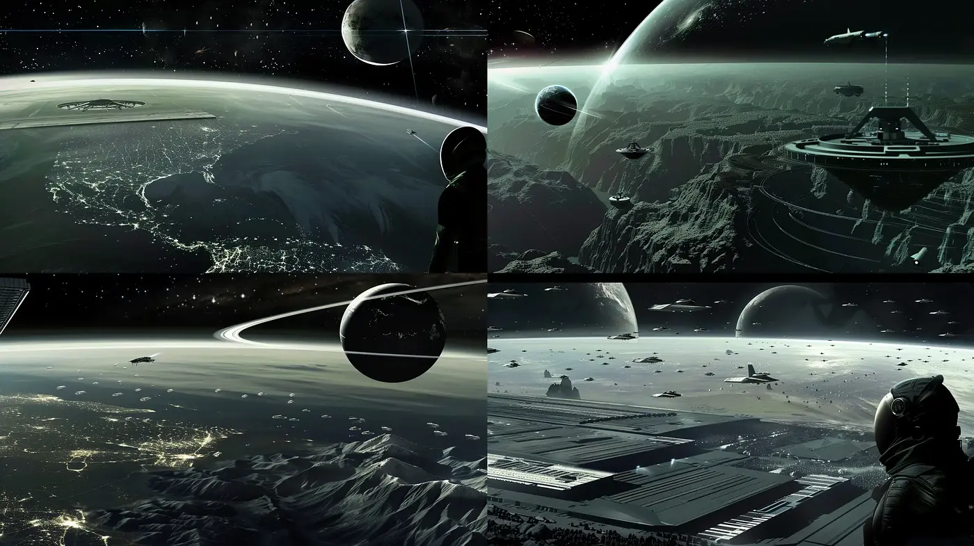 Ethereal Cosmic Vistas: A Homage to Futuristic Space Exploration - Midjourney sref style