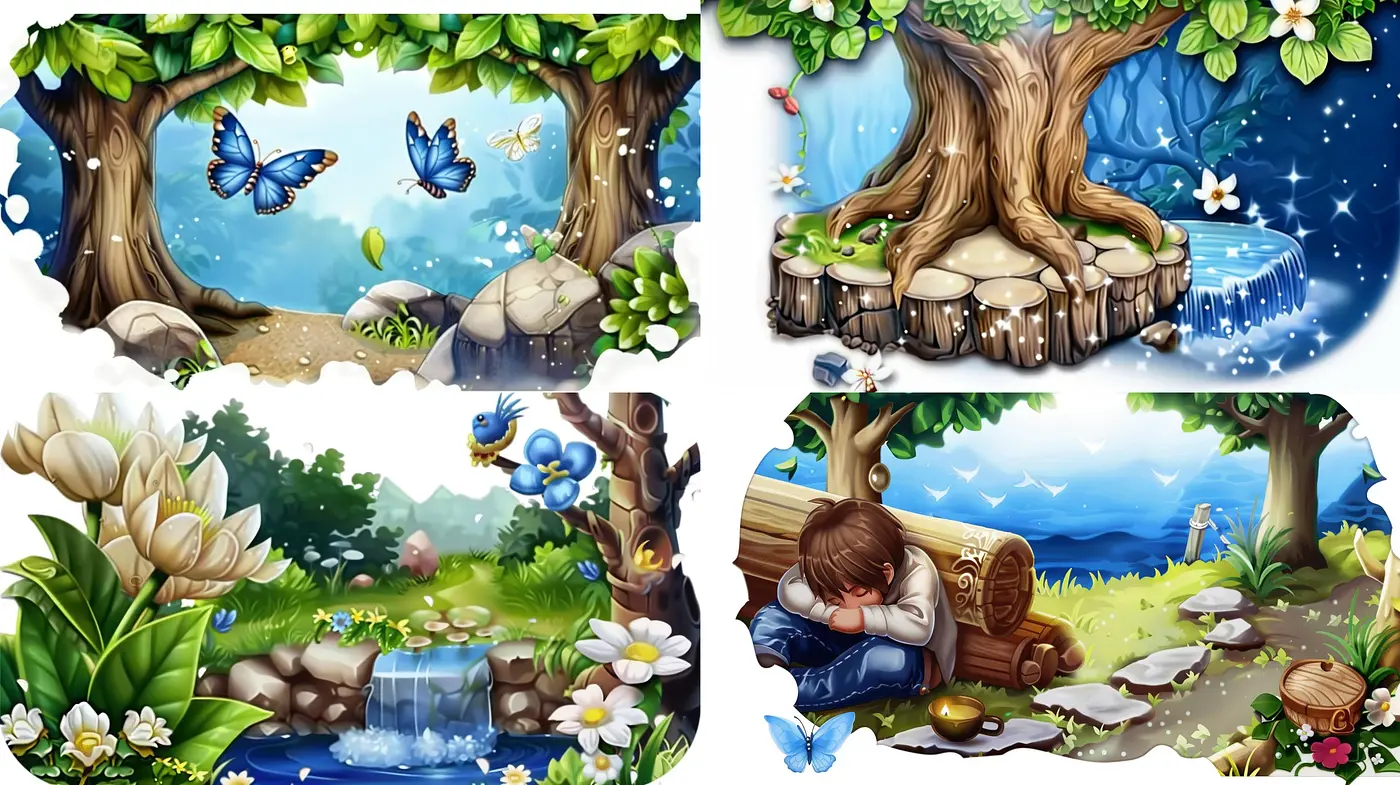 Enchanted Reverie: A Whimsical Fusion of Fantasy Illustration and Lush Nature - Midjourney sref style