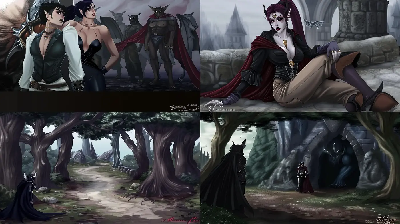 Gothic Elegance in Digital Fantasy Artwork - Midjourney sref style