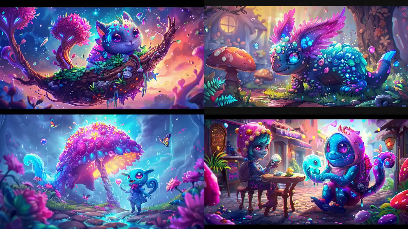 Enchanted Luminosity: A Whimsical Journey Through Vivid Dreamscapes - Midjourney sref style