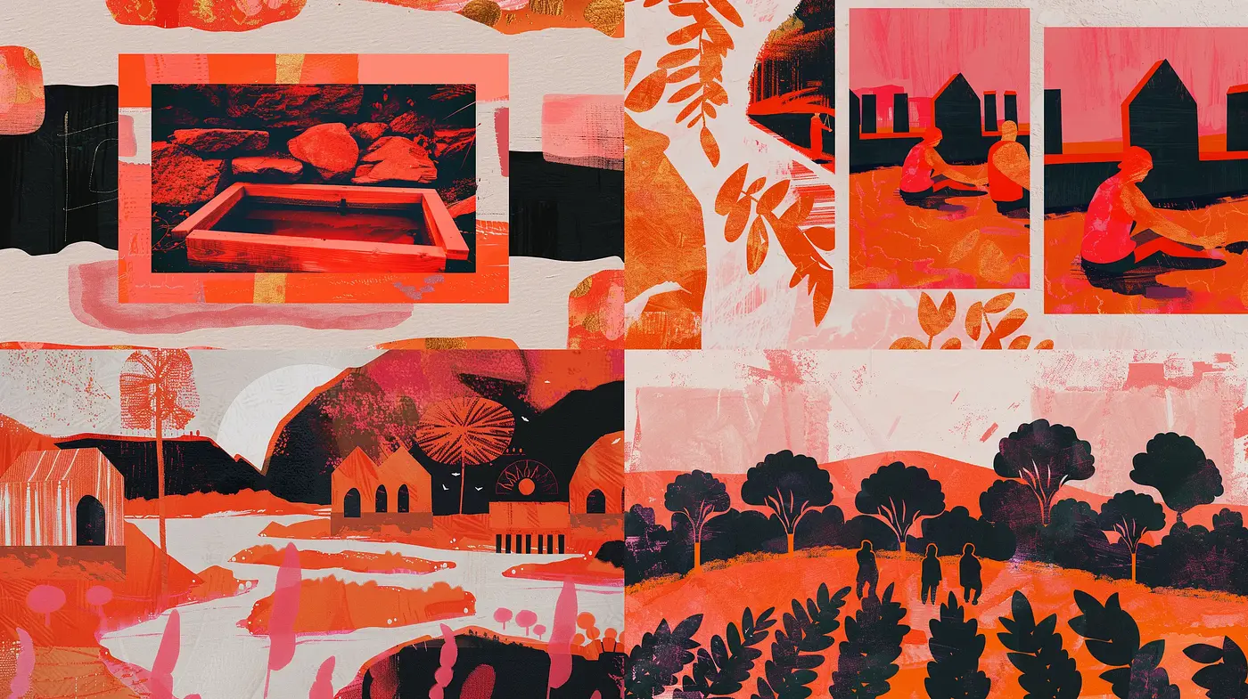 Warm Tones and Abstract Forms in Modern Interpretive Art - Midjourney sref style