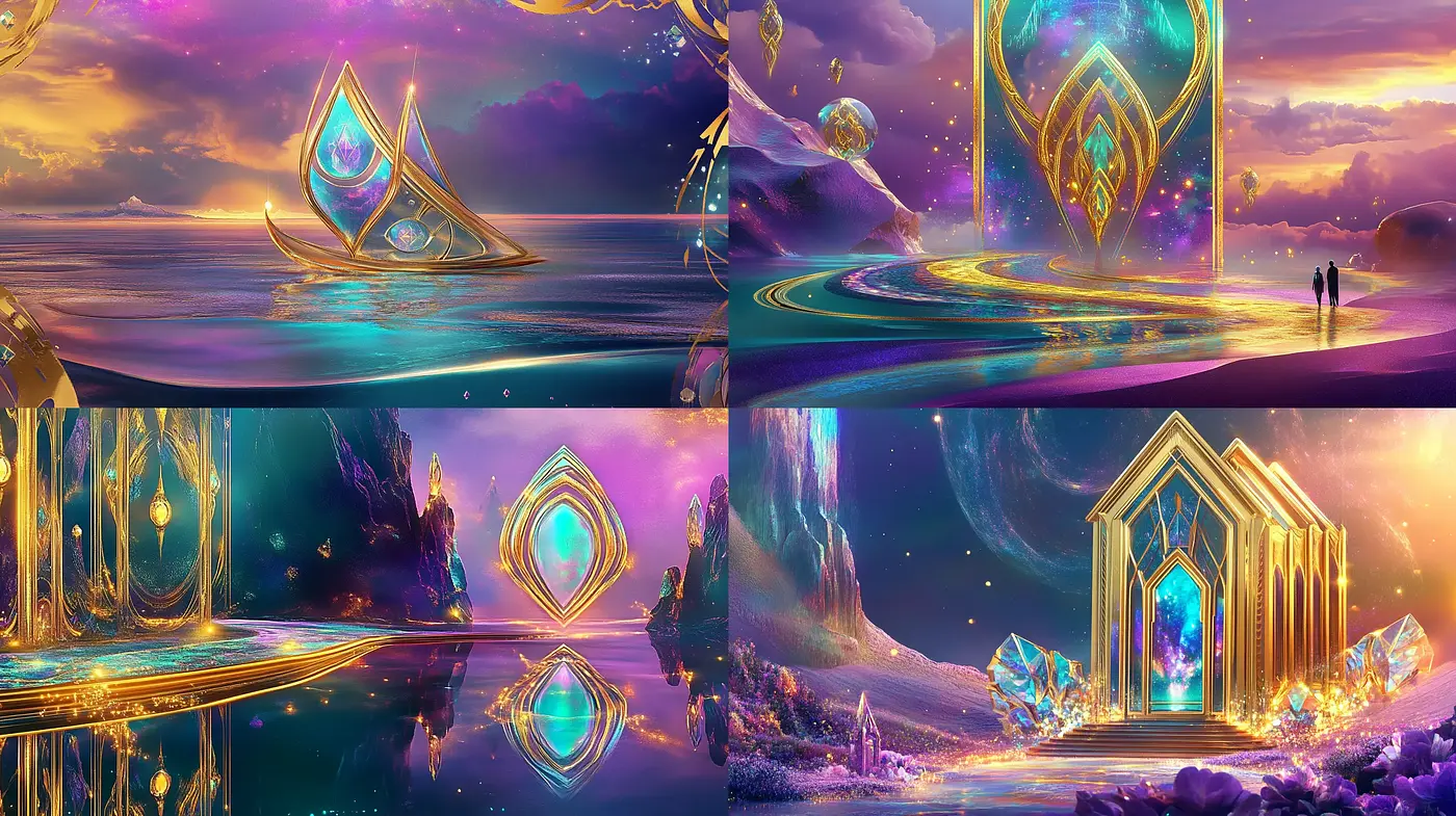 Surreal Luminescent Dreamscapes with Ethereal Cosmic Elements - Midjourney sref style
