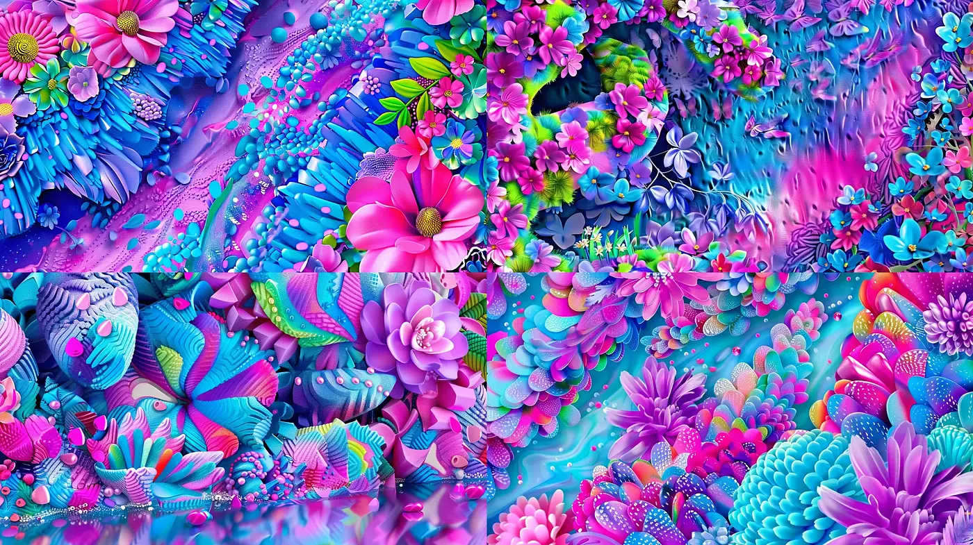 Psychedelic Floral Dreamscape - Midjourney sref style