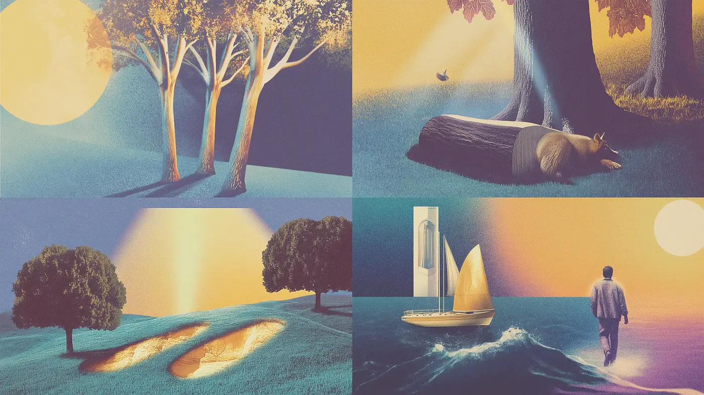 Surreal Pastoral Dreamscape: A Transcendent Journey through Color and Light - Midjourney sref style