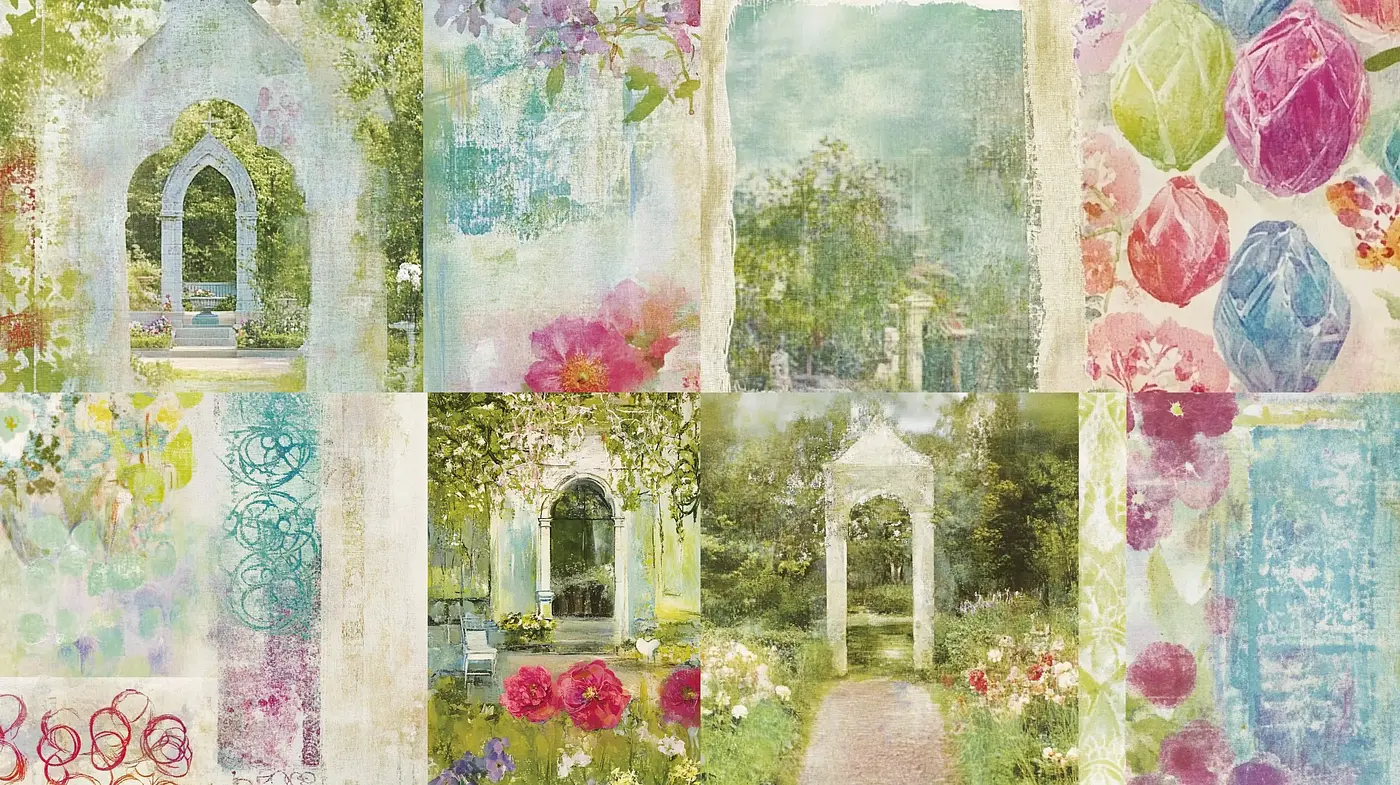 Ethereal Garden Dreamscapes: A Fusion of Impressionist Pastels and Textured Whimsy - Midjourney sref style