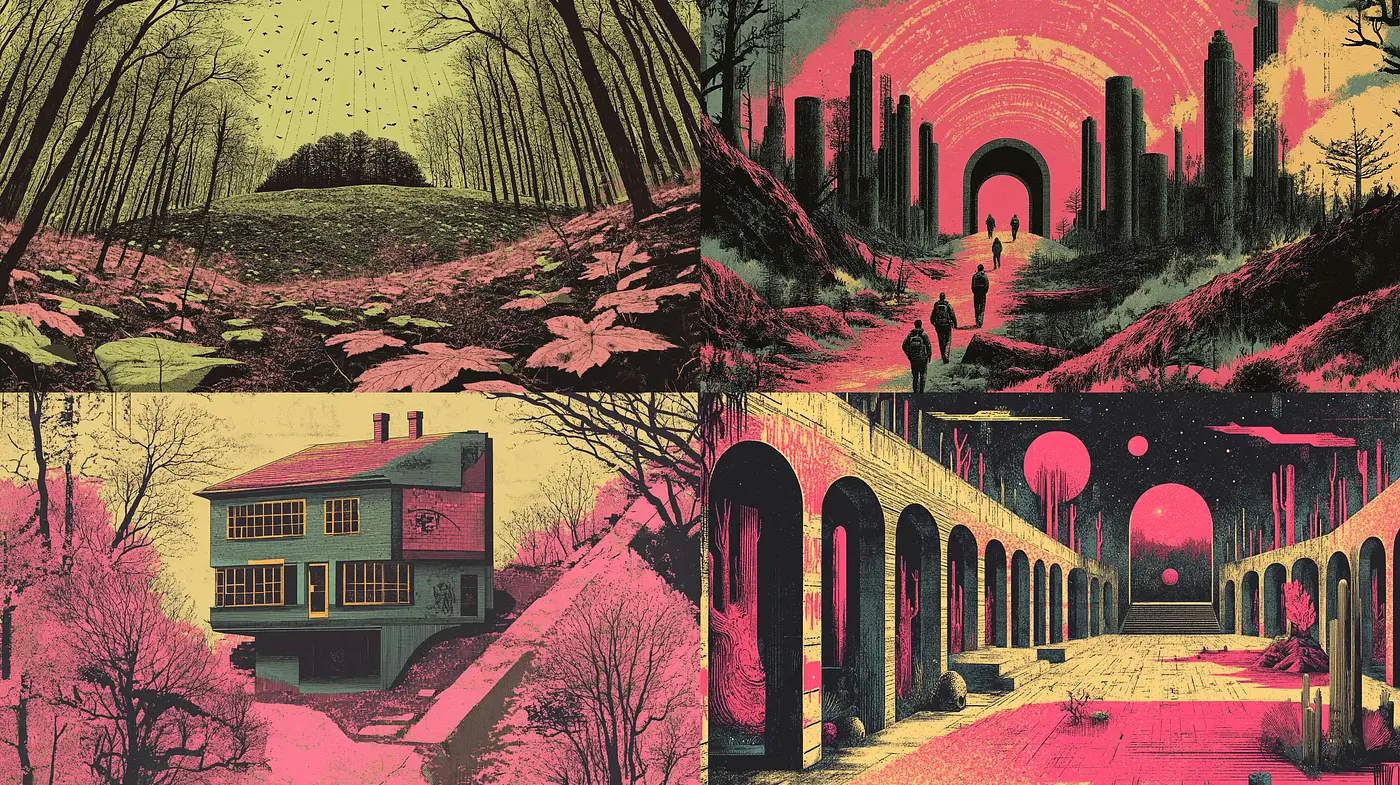 Enigmatic Retro-Futurism with a Surrealist Twilight Ambiance - Midjourney sref style