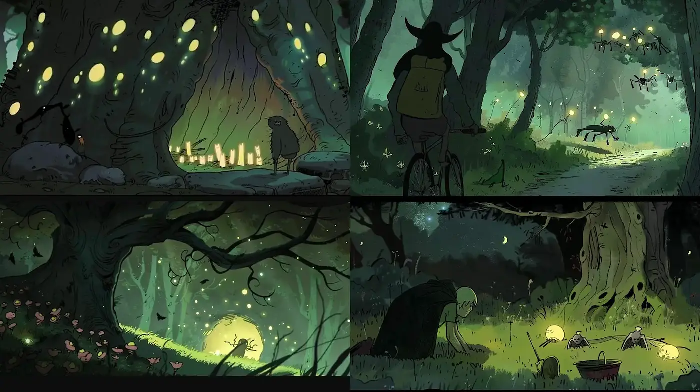 Enchanting Forests with a Whimsical Glow and Lush Details - Midjourney sref style