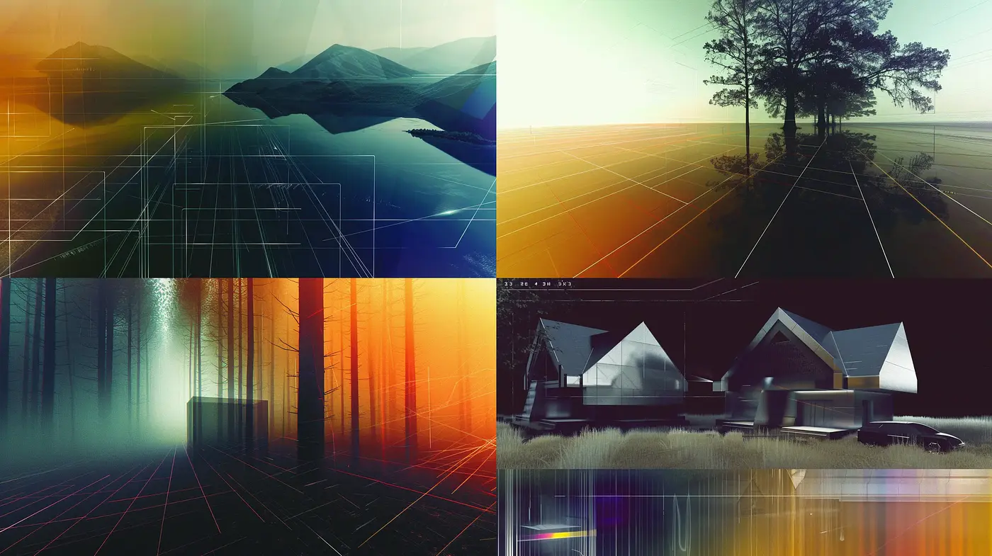 Ethereal Dreams in Contemporary Geometric Haze - Midjourney sref style