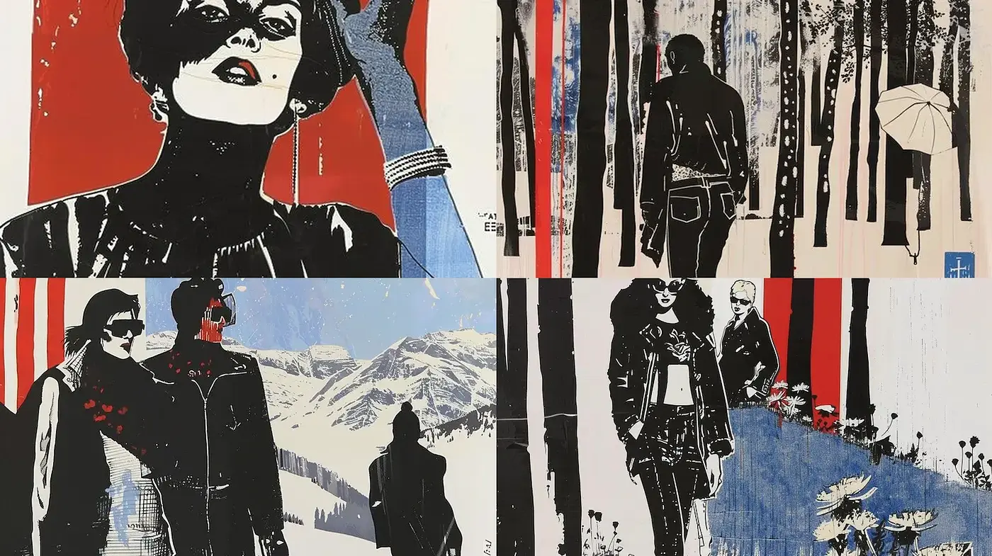 Dynamic and Expressive Contemporary Illustration with a Retro Vibe - Midjourney sref style