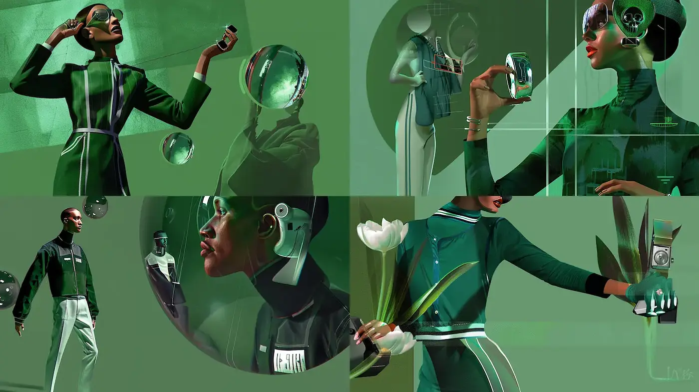 Futuristic, immersive style with a hint of surrealism and glossy textures - Midjourney sref style