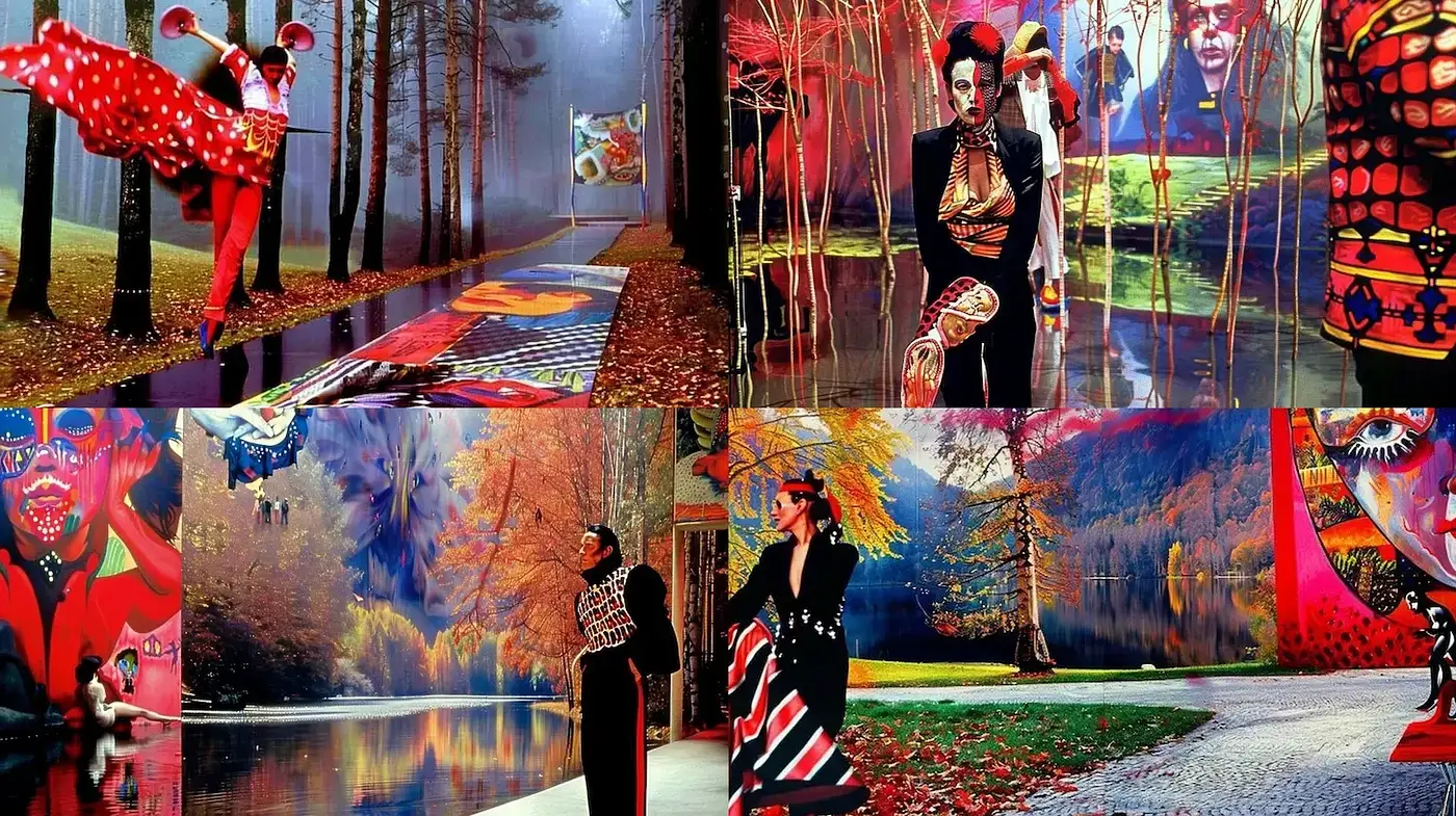 Vivid and Playful Surrealism with Cultural Influences and Eye-Catching Textures - Midjourney sref style