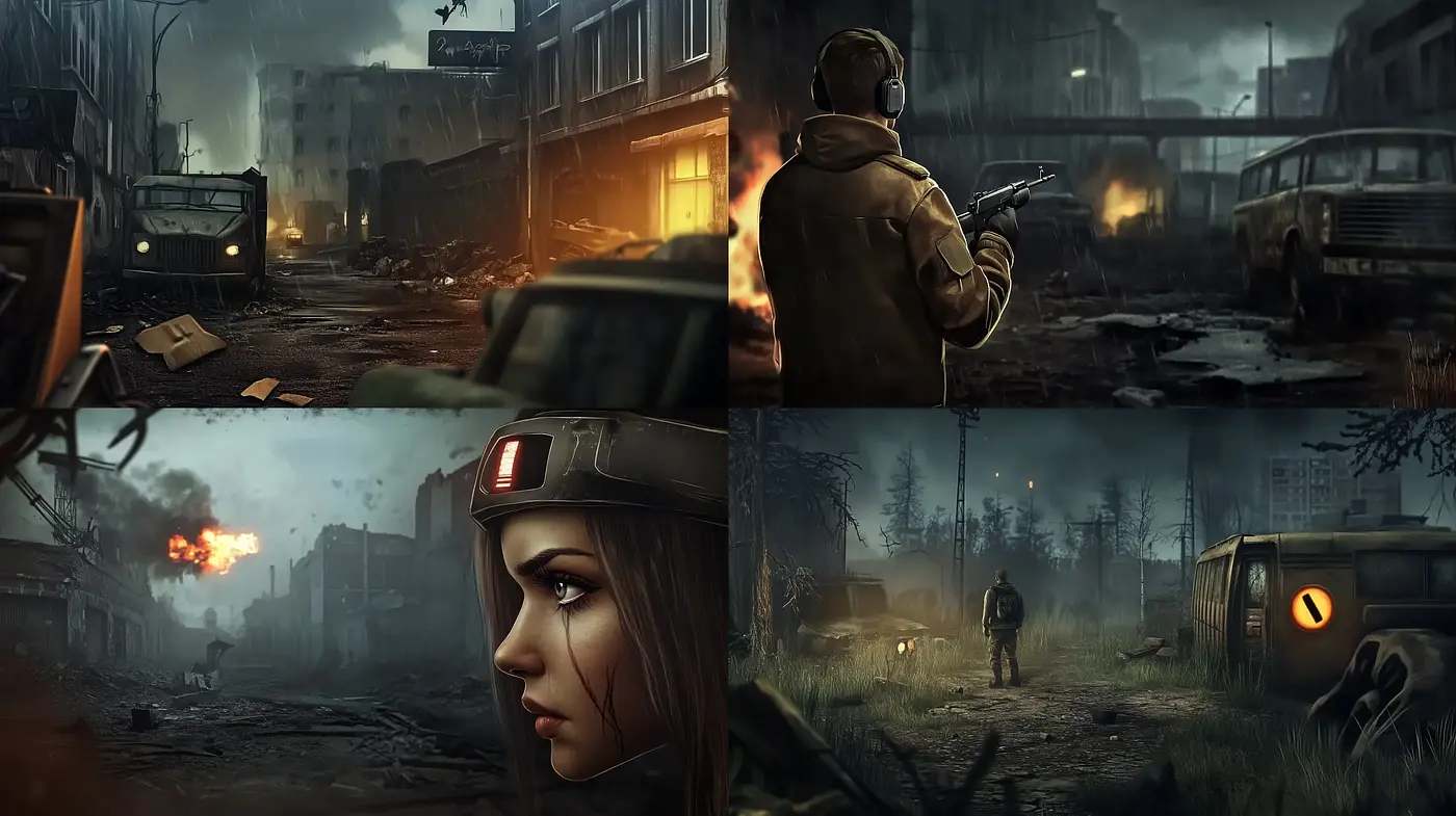Dystopian Aftermath: Textured Grit in Ochre and Slate Tones - Midjourney sref style