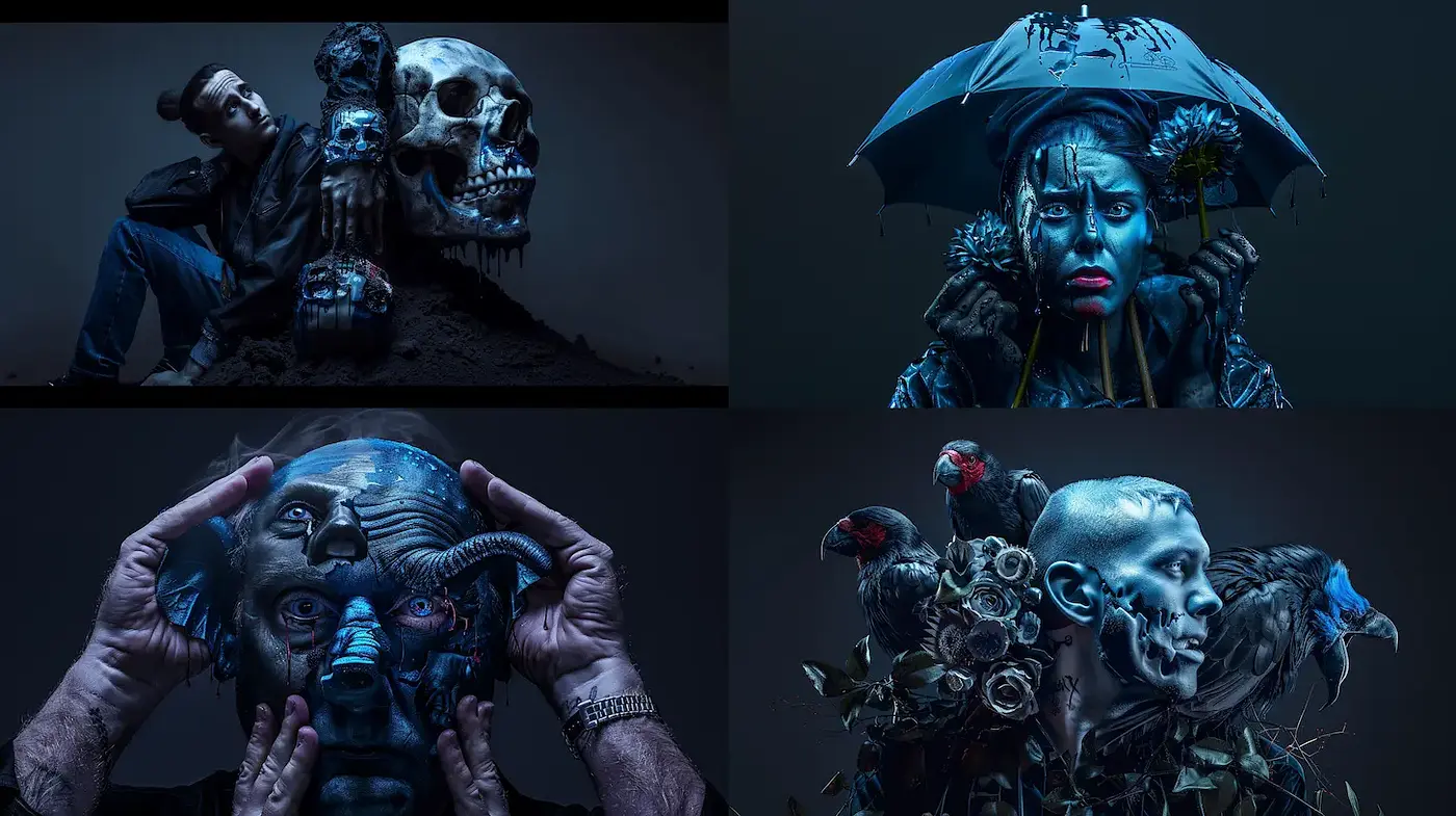 Eerie and Surreal Portraits Blending Human and Natural Elements - Midjourney sref style