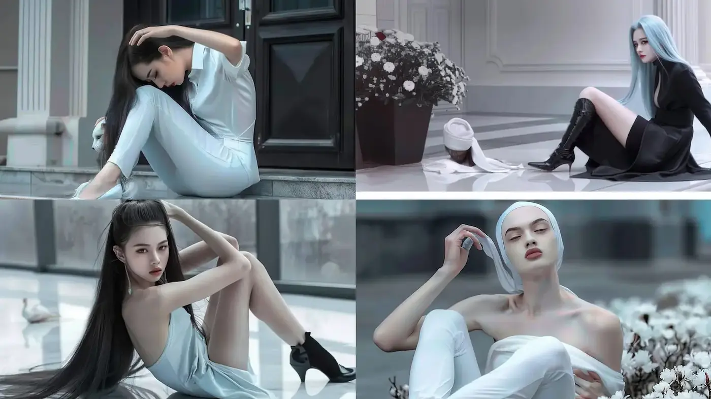 Contemporary ethereal ambiance with surreal elements and a monochromatic touch - Midjourney sref style