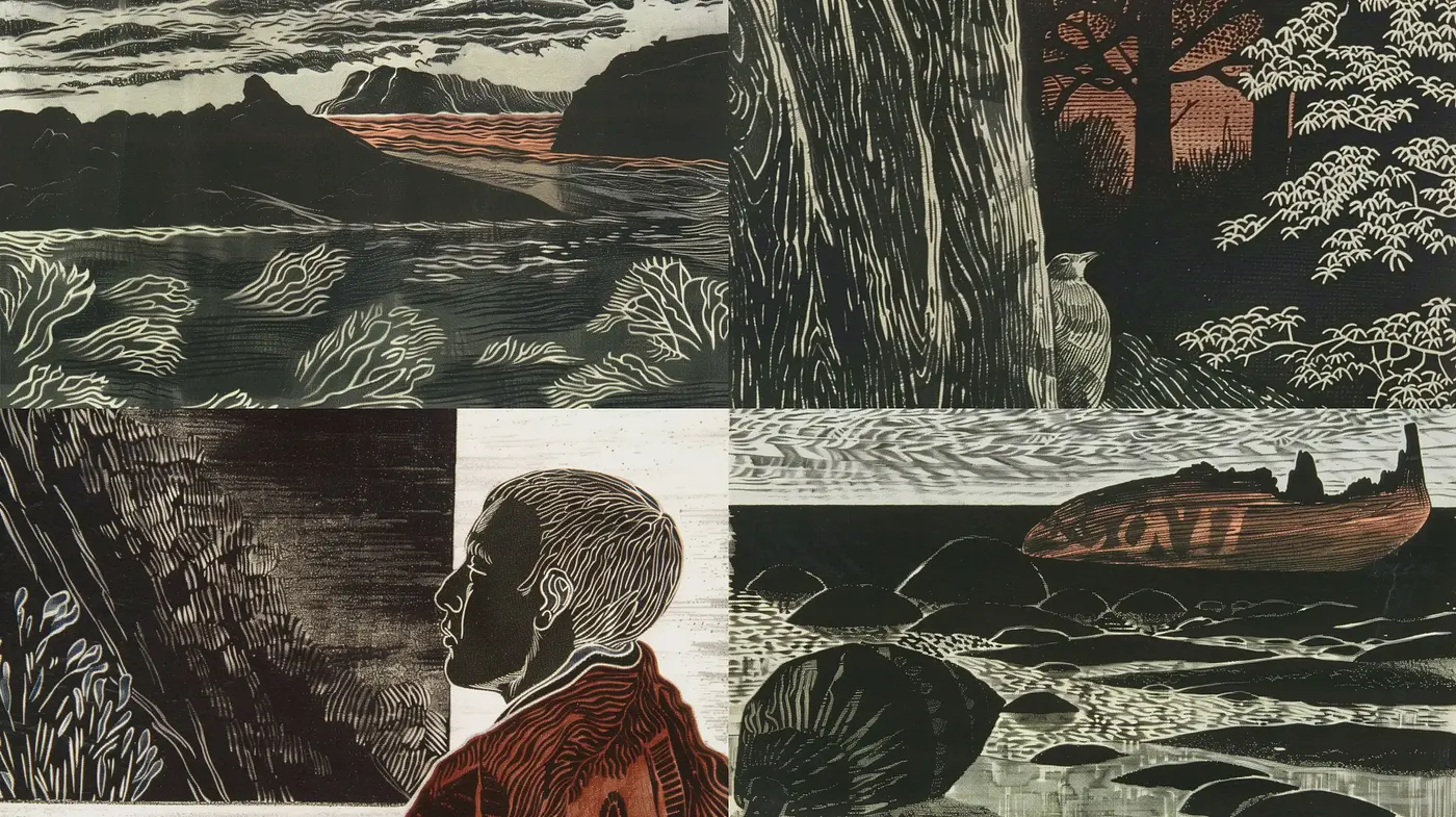 Moody Monochromatic Narratives in Woodcut Style - Midjourney sref style