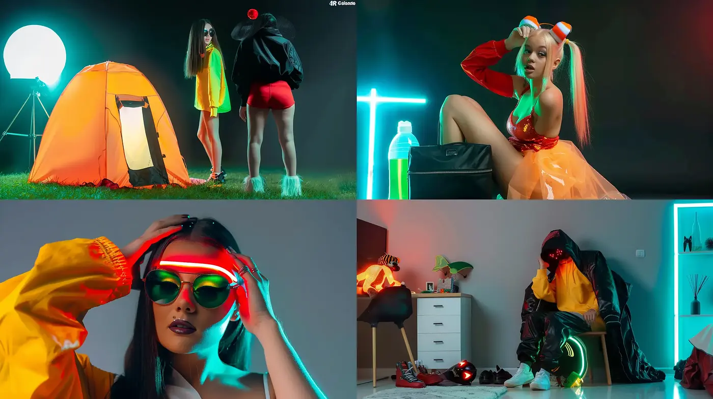 Neon Noir Glamour: A Fusion of Vibrancy and Mysterious Ambiance - Midjourney sref style