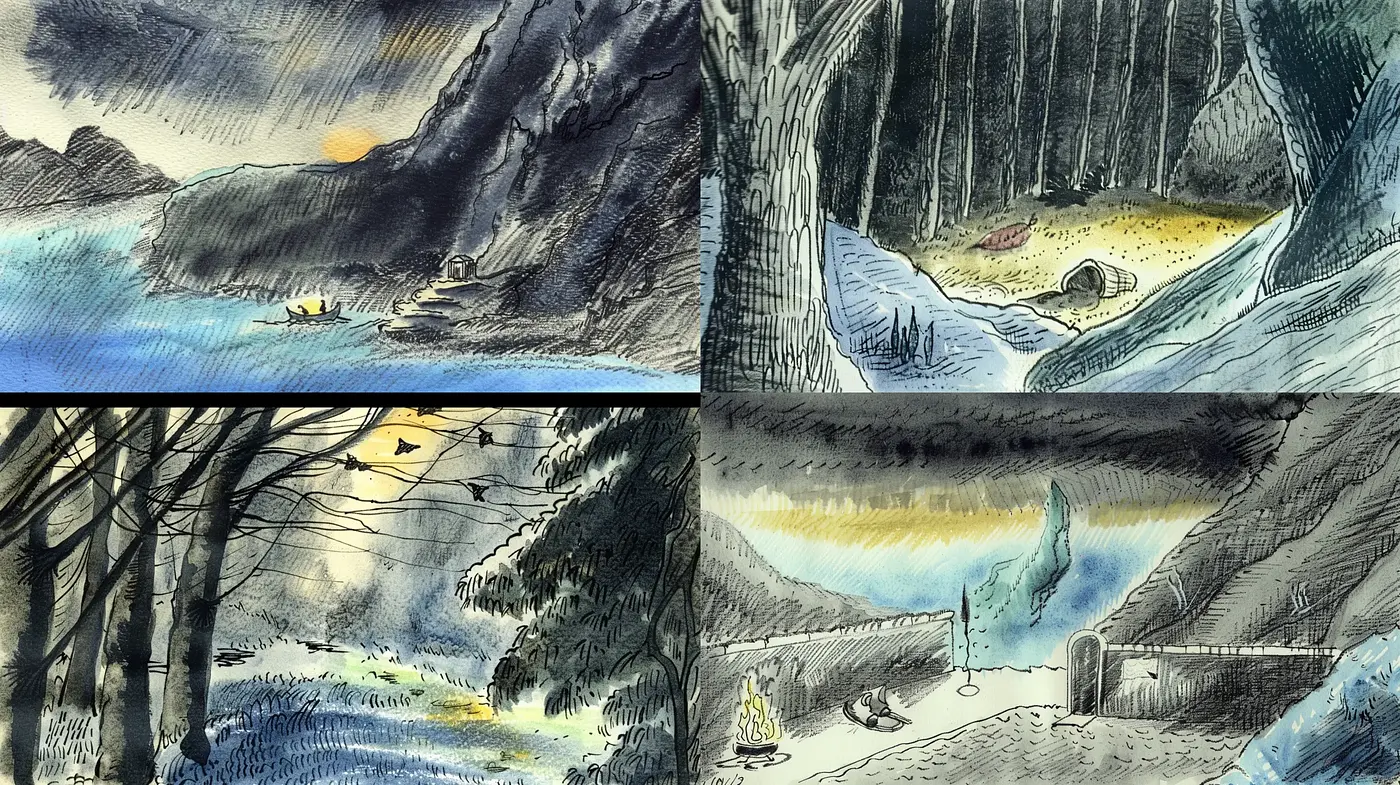 Ethereal Ink-Washed Landscapes with a Dreamlike Quality - Midjourney sref style