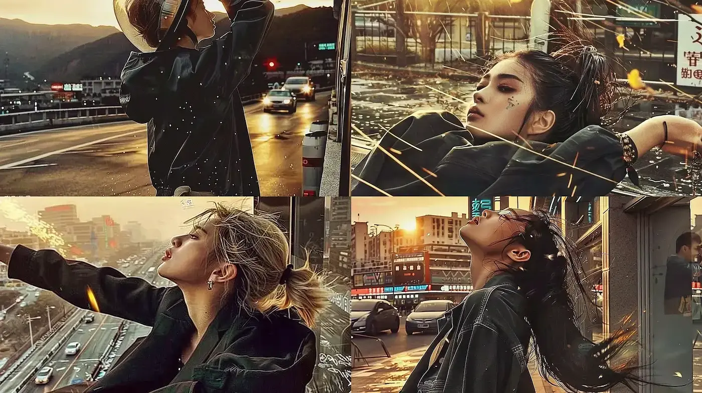 Dynamic Urban Aesthetic with a Hazy, Cinematic Glow - Midjourney sref style