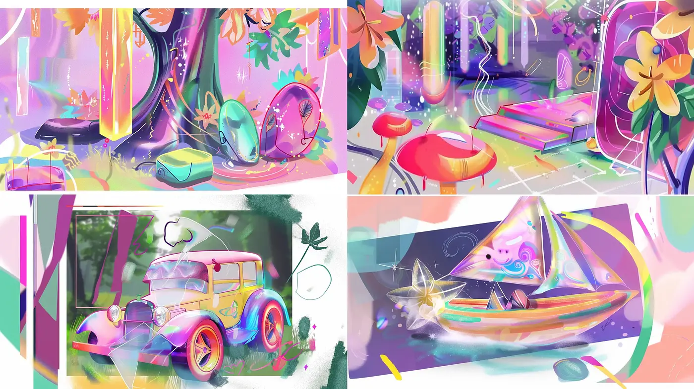 Psychedelic Harmony of Fantastical Dreamscapes - Midjourney sref style