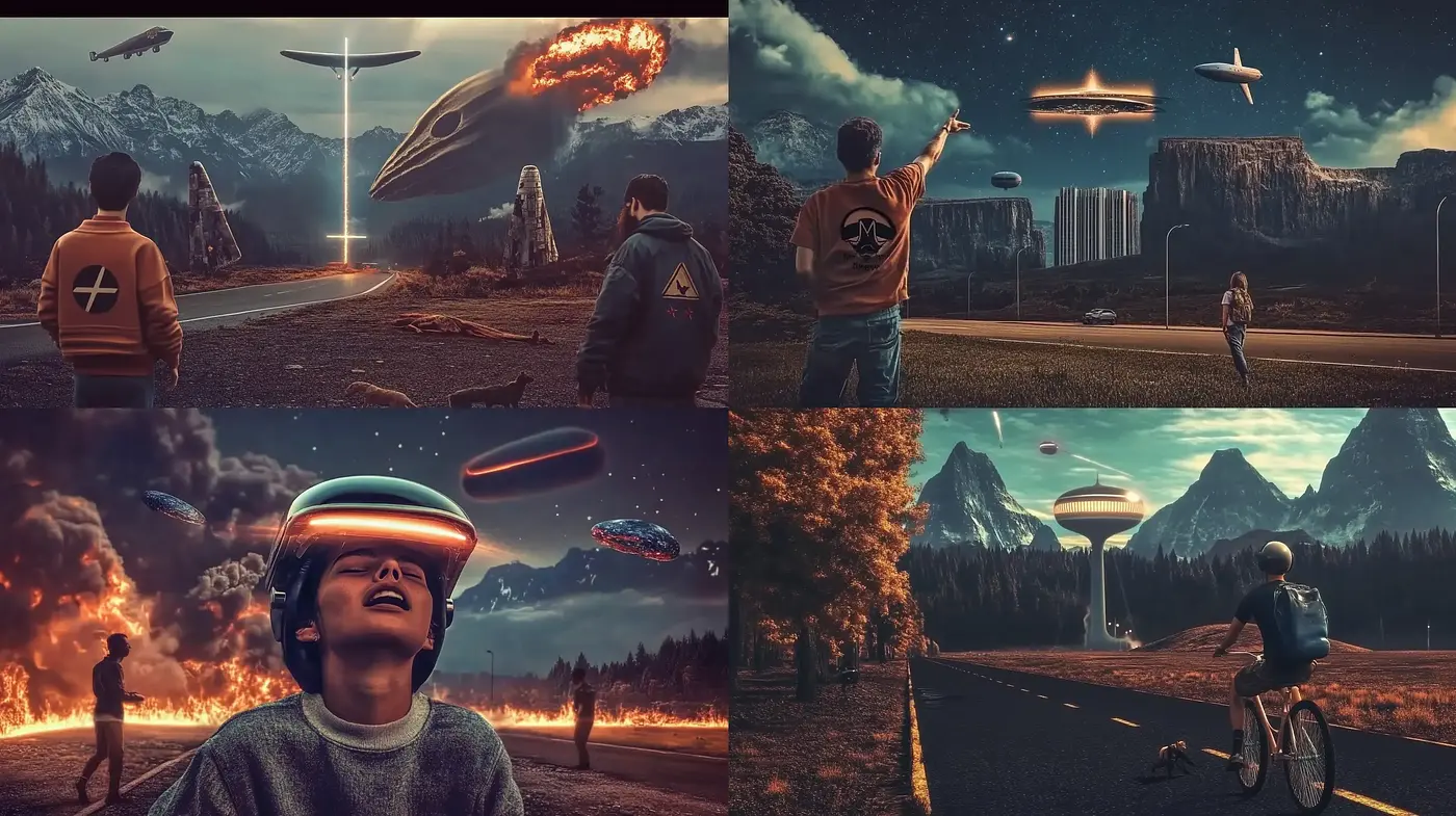 Dusky Sci-Fi Dreamscape: A Homage to Cinematic Nostalgia - Midjourney sref style