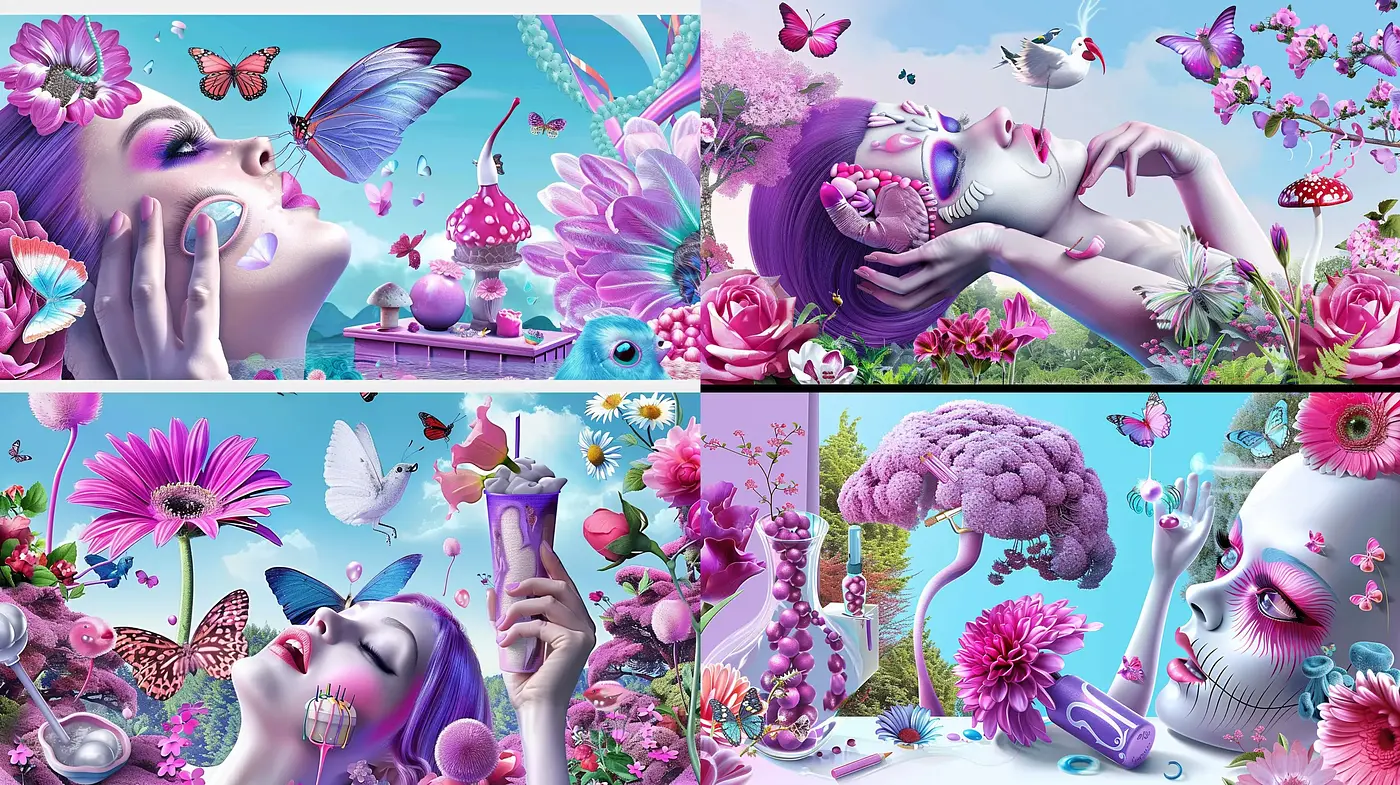 Ethereal Bloom - A Fusion of Surrealism and Digital Dreamscape - Midjourney sref style