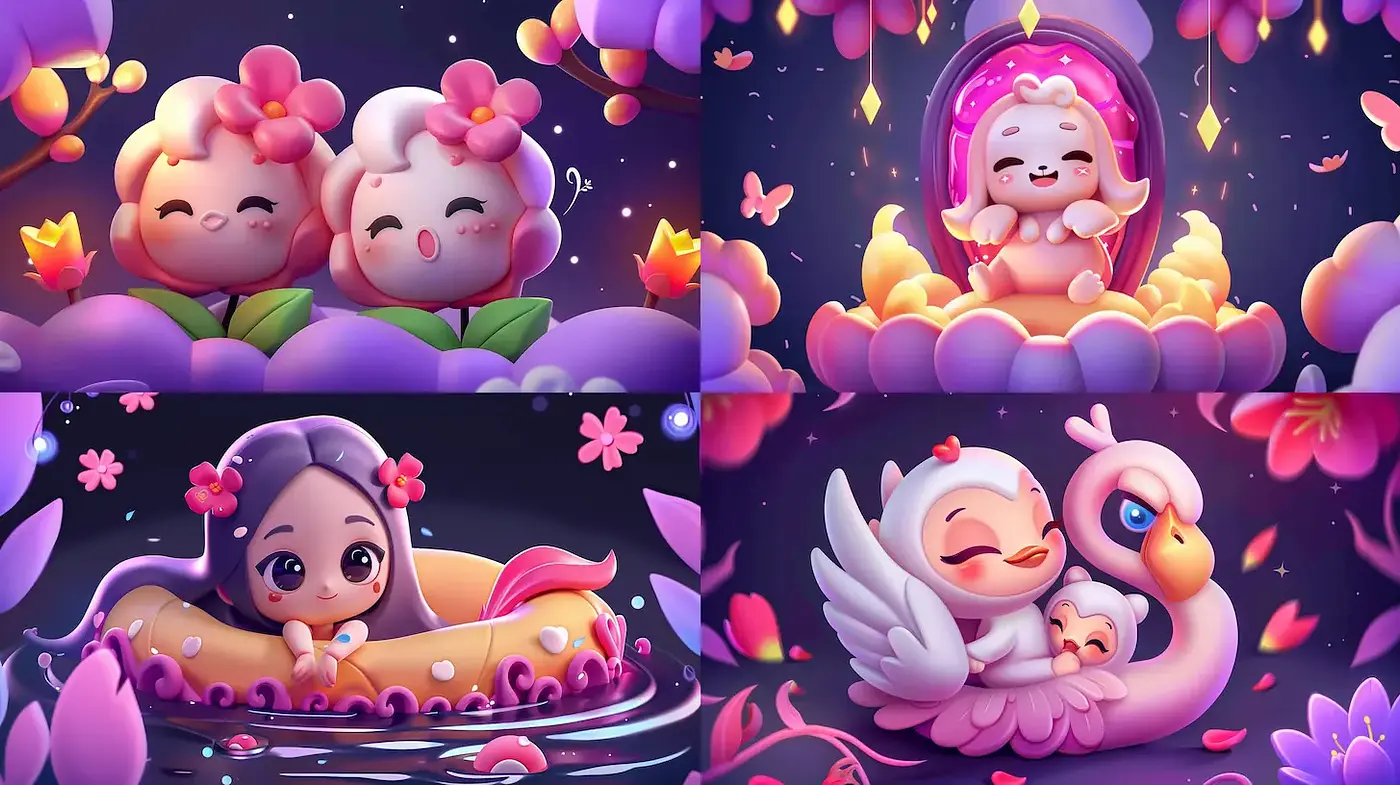 Whimsically Charming Illustrations with Soft Pastels and Playful Elements - Midjourney sref style