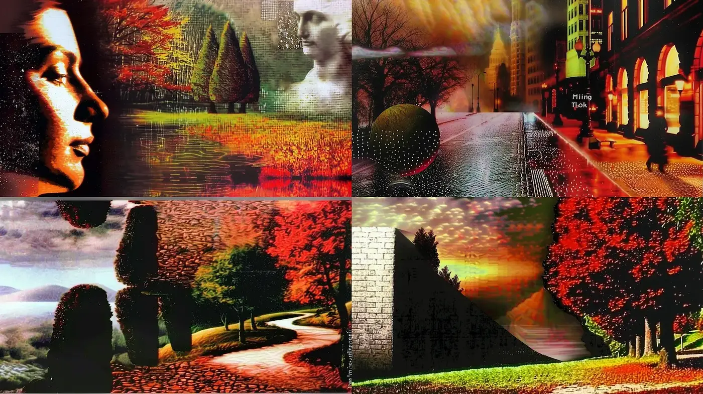 A Harmonious Blend of Nature and Urban Elements in Emotional Abstract Art - Midjourney sref style