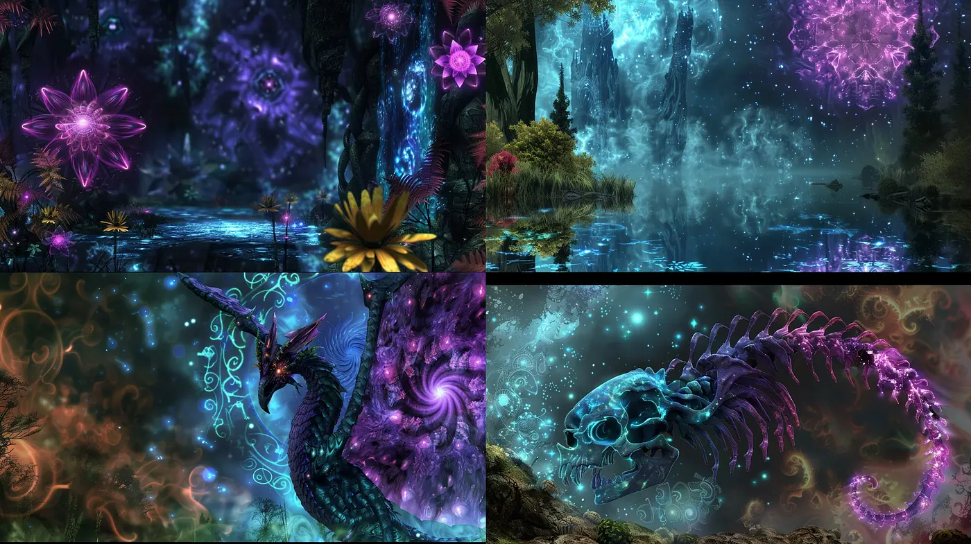 Ethereal Dreamscape in Vivid Blues: An Artistic Fusion of Surrealism and Fantasy - Midjourney sref style